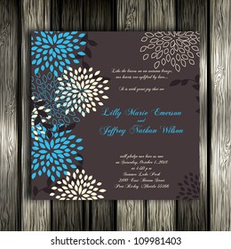 Wedding card or invitation with abstract floral background. Greeting postcard in grunge or retro vector Elegance pattern with flowers roses floral illustration vintage style Valentine anniversary