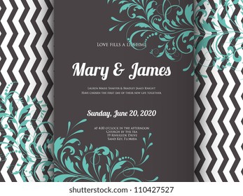 Wedding card or invitation with abstract floral background. Greeting postcard in grunge or retro vector Elegance pattern with flowers roses floral illustration vintage style Valentine anniversary