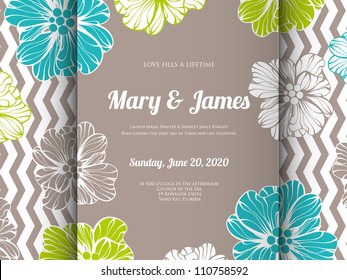 Wedding card or invitation with abstract floral background. Greeting postcard in grunge or retro vector Elegance pattern with flowers roses floral illustration vintage style Valentine anniversary