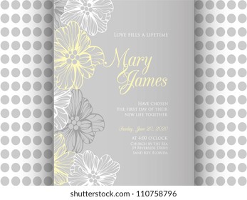 Wedding card or invitation with abstract floral background. Greeting postcard in grunge or retro vector Elegance pattern with flowers roses floral illustration vintage style Valentine anniversary