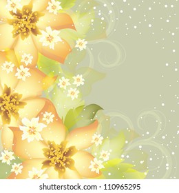 Wedding card or invitation with abstract floral background.