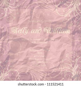 Wedding card or invitation with abstract floral background. Greeting postcard in grunge or retro vector Elegance pattern with flowers roses floral illustration vintage style Valentine anniversary