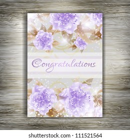 Wedding card or invitation with abstract floral background. Greeting postcard in grunge or retro vector Elegance pattern with flowers roses floral illustration vintage style Valentine anniversary