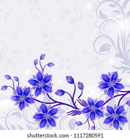 Wedding card or invitation with abstract floral background.