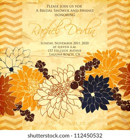 Wedding card or invitation with abstract floral background. Greeting postcard in grunge or retro vector Elegance pattern with flowers roses floral illustration vintage style Valentine anniversary