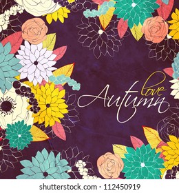 Wedding card or invitation with abstract floral background. Greeting postcard in grunge or retro vector Elegance pattern with flowers roses floral illustration vintage style Valentine anniversary