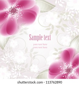 Wedding card or invitation with abstract floral background. Greeting card in grunge or retro style