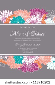 Wedding card or invitation with abstract floral background. Greeting postcard in grunge or retro vector Elegance pattern with flowers roses floral illustration vintage style Valentine anniversary