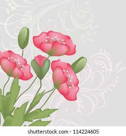 Wedding card or invitation with abstract floral background. Greeting postcard in grunge or retro vector Elegance pattern with flowers roses floral illustration vintage style Valentine anniversary