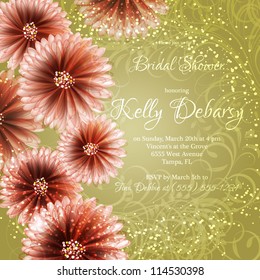 Wedding card or invitation with abstract floral background. Greeting postcard in grunge or retro vector Elegance pattern with flowers roses floral illustration vintage style Valentine anniversary