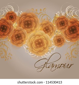 Wedding card or invitation with abstract floral background. Greeting postcard in grunge or retro vector Elegance pattern with flowers roses floral illustration vintage style Valentine anniversary
