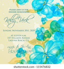 Wedding card or invitation with abstract floral background. Greeting postcard in grunge or retro vector Elegance pattern with flowers roses floral illustration vintage style Valentine anniversary
