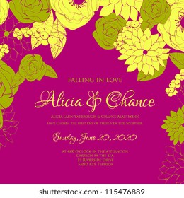 Wedding card or invitation with abstract floral background. Greeting postcard in grunge or retro vector Elegance pattern with flowers roses floral illustration vintage style Valentine anniversary