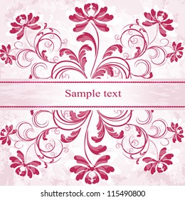  Wedding card or invitation with abstract floral background. Greeting card in grunge or retro style. Elegance pattern with flowers.