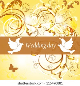  Wedding card or invitation with abstract floral background. Greeting card in grunge or retro style. Elegance pattern with flowers.