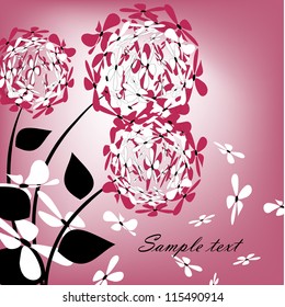  Wedding card or invitation with abstract floral background. Greeting card in grunge or retro style. Elegance pattern with flowers.