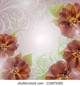 Wedding card or invitation with abstract floral background. Greeting postcard in grunge or retro vector Elegance pattern with flowers roses floral illustration vintage style Valentine anniversary