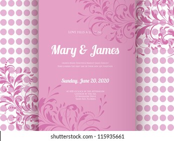 Wedding card or invitation with abstract floral background. Greeting postcard in grunge or retro vector Elegance pattern with flowers roses floral illustration vintage style Valentine anniversary