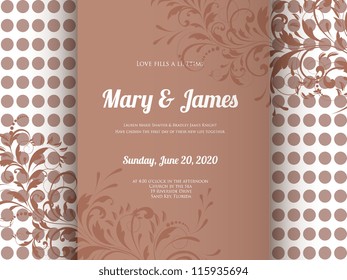 Wedding card or invitation with abstract floral background. Greeting postcard in grunge or retro vector Elegance pattern with flowers roses floral illustration vintage style Valentine anniversary