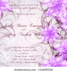 Wedding card or invitation with abstract floral background. Greeting postcard in grunge or retro vector Elegance pattern with flowers roses floral illustration vintage style Valentine anniversary