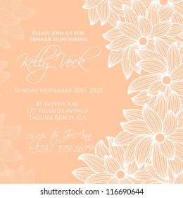 Wedding card or invitation with abstract floral background. Greeting postcard in grunge or retro vector Elegance pattern with flowers roses floral illustration vintage style Valentine anniversary
