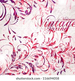 Wedding card or invitation with abstract floral background. Greeting postcard in grunge or retro vector Elegance pattern with flowers roses floral illustration vintage style Valentine anniversary