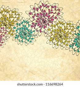 Wedding card or invitation with abstract floral background. Greeting postcard in grunge or retro vector Elegance pattern with flowers roses floral illustration vintage style Valentine anniversary