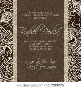 Wedding card or invitation with abstract floral background. Greeting postcard in grunge or retro vector Elegance pattern with flowers roses floral illustration vintage style Valentine anniversary