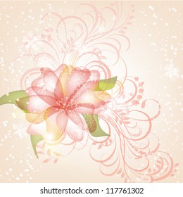 Wedding card or invitation with abstract floral background. Greeting postcard in grunge or retro vector Elegance pattern with flowers roses floral illustration vintage style Valentine anniversary