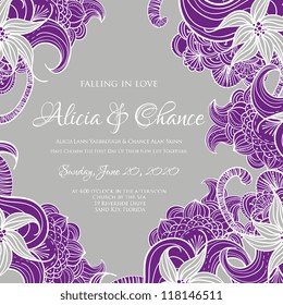 Wedding card or invitation with abstract floral background. Greeting postcard in grunge or retro vector Elegance pattern with flowers roses floral illustration vintage style Valentine anniversary