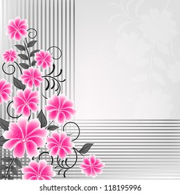  Wedding card or invitation with abstract floral background. Abstract greeting card.