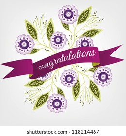 Wedding card or invitation with abstract floral background. Greeting postcard in grunge or retro vector Elegance pattern with flowers roses floral illustration vintage style Valentine anniversary
