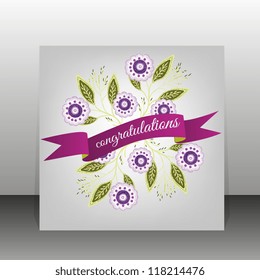 Wedding card or invitation with abstract floral background. Greeting postcard in grunge or retro vector Elegance pattern with flowers roses floral illustration vintage style Valentine anniversary