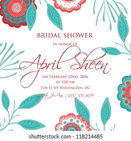 Wedding card or invitation with abstract floral background. Greeting postcard in grunge or retro vector Elegance pattern with flowers roses floral illustration vintage style Valentine anniversary