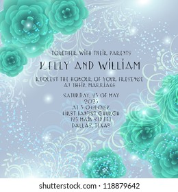 Wedding card or invitation with abstract floral background. Greeting postcard in grunge or retro vector Elegance pattern with flowers roses floral illustration vintage style Valentine anniversary
