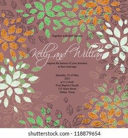 Wedding card or invitation with abstract floral background. Greeting postcard in grunge or retro vector Elegance pattern with flowers roses floral illustration vintage style Valentine anniversary