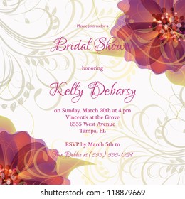 Wedding card or invitation with abstract floral background. Greeting postcard in grunge or retro vector Elegance pattern with flowers roses floral illustration vintage style Valentine anniversary