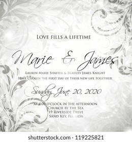 Wedding card or invitation with abstract floral background. Greeting postcard in grunge or retro vector Elegance pattern with flowers roses floral illustration vintage style Valentine anniversary