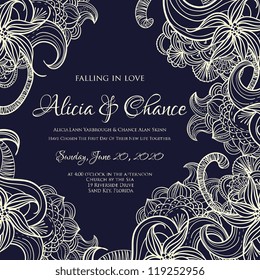 Wedding card or invitation with abstract floral background. Greeting postcard in grunge or retro vector Elegance pattern with flowers roses floral illustration vintage style Valentine anniversary