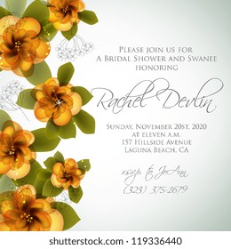 Wedding card or invitation with abstract floral background. Greeting postcard in grunge or retro vector Elegance pattern with flowers roses floral illustration vintage style Valentine anniversary