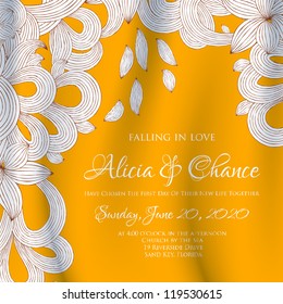Wedding card or invitation with abstract floral background. Greeting postcard in grunge or retro vector Elegance pattern with flowers roses floral illustration vintage style Valentine anniversary