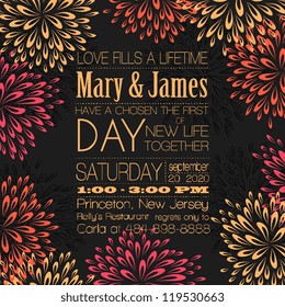Wedding card or invitation with abstract floral background. Greeting postcard in grunge or retro vector Elegance pattern with flowers roses floral illustration vintage style Valentine anniversary