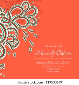 Wedding card or invitation with abstract floral background. Greeting postcard in grunge or retro vector Elegance pattern with flowers roses floral illustration vintage style Valentine anniversary