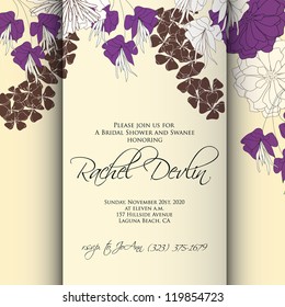 Wedding card or invitation with abstract floral background. Greeting postcard in grunge or retro vector Elegance pattern with flowers roses floral illustration vintage style Valentine anniversary