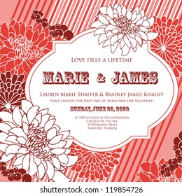 Wedding card or invitation with abstract floral background. Greeting postcard in grunge or retro vector Elegance pattern with flowers roses floral illustration vintage style Valentine anniversary