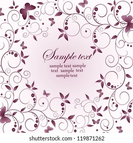 Wedding card or invitation with abstract floral background. Abstract greeting card.