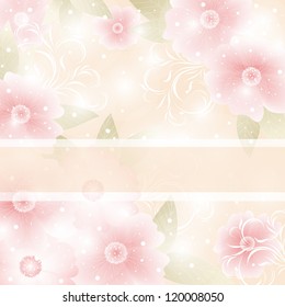 Wedding card or invitation with abstract floral background. Abstract greeting card.
