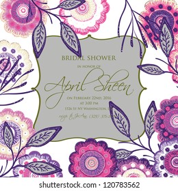Wedding card or invitation with abstract floral background. Greeting postcard in grunge or retro vector Elegance pattern with flowers roses floral illustration vintage style Valentine anniversary