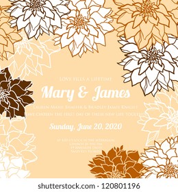 Wedding card or invitation with abstract floral background. Greeting postcard in grunge or retro vector Elegance pattern with flowers roses floral illustration vintage style Valentine anniversary