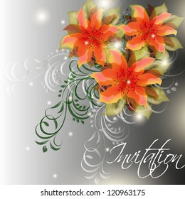 Wedding card or invitation with abstract floral background. Greeting postcard in grunge or retro vector Elegance pattern with flowers roses floral illustration vintage style Valentine anniversary
